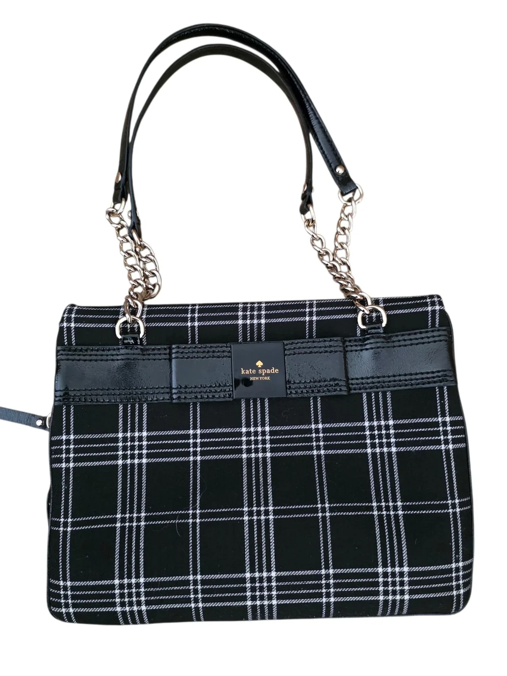 Kate Spade New York Primrose Hill Darcy Plaid Black White Shoulder Bag